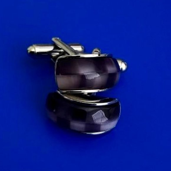 Unbranded Other - Silver-Tone & Purple Acrylic Cuff Links